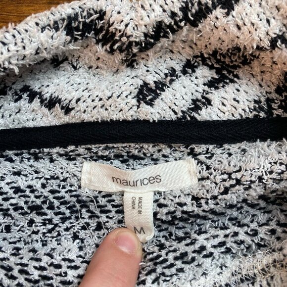 Maurices Zebra Mock Neck Sherpa Pullover Sweatshirt Women's Medium Black White - Picture 3 of 9